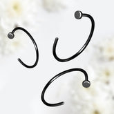 20G Implant Grade Titanium Black Flat Top Nose Hoop. Nose Piercing. Nose Jewelry.